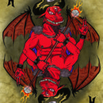 The first in a set of occult playing cards I have been designing; Satan himself, King of Goats. HAIL SATAN.