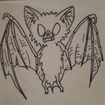 Bat sketch for Halloween coloring book 2016 bat