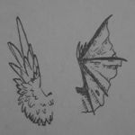 Sketch of angel/demon wings (or bird/bat wings, to be perfectly secular...) Sketch of angel/demon wings (or bird/bat wings, to be perfectly secular...)